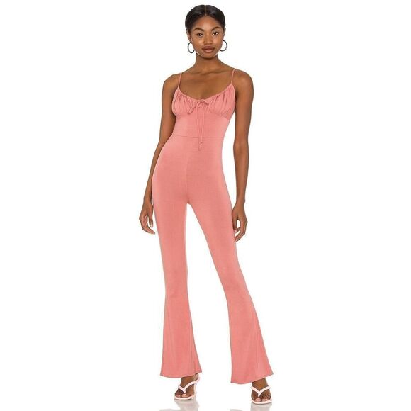 NEW! Lovers + Friends Pink Archie flare leg jumpsuit size US XS - Picture 1 of 9